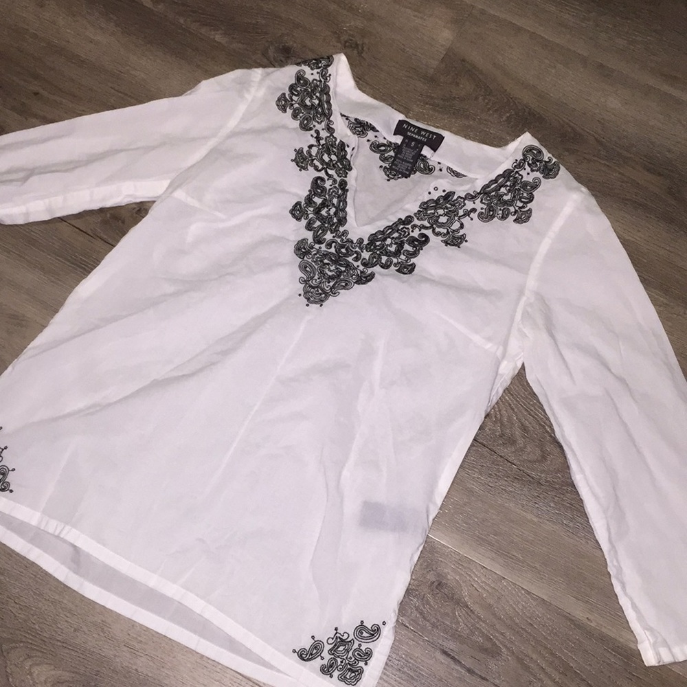 Nine West Embroidered 90's Style Tunic Top
